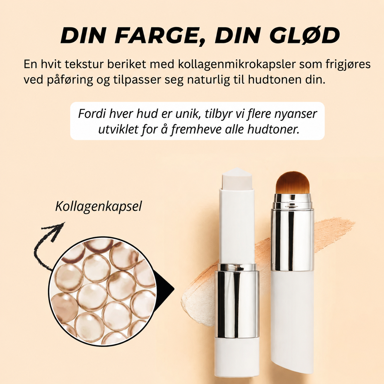 Silkebørste 2-i-1 foundation med integreret børste